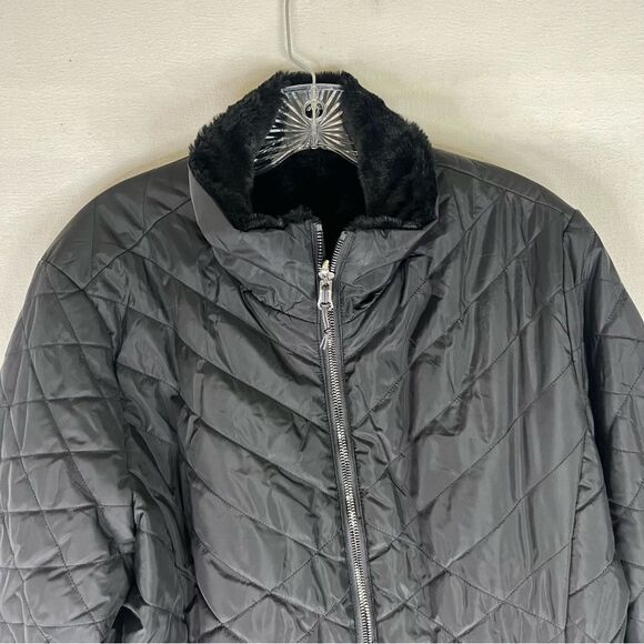 Free Country Jacket Women's Black Cloud Lite Reversible Faux Fur Winter XL Zip - Picture 4 of 12